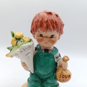 Goebel Figurine with Green Overalls and Red Hair